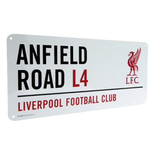 Cedule Liverpool FC Anfield Road bílá