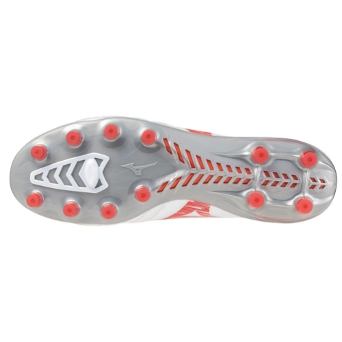 Kopačky Mizuno MORELIA NEO IV ELITE MD White Radiant Red Hot Coral