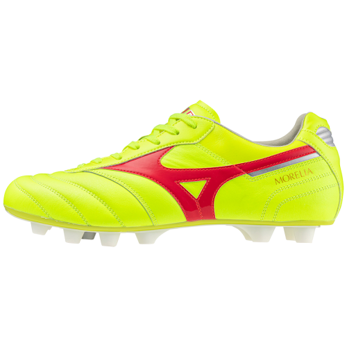 Kopačky Mizuno Morelia II ELITE MD Safety Yellow Fiery Coral 2 Galaxy Silver